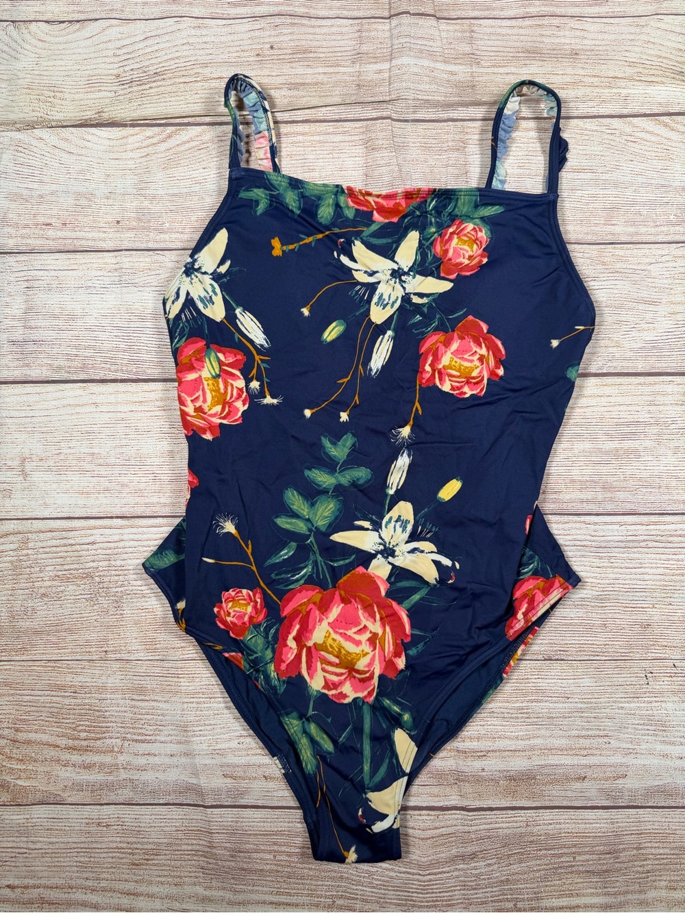 Roxy Navy Floral One-Piece Swimsuit with Pink & Cream Flowers